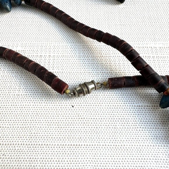 Tagua Nut and Kyanite Bead Necklace 24" - Picture 8 of 13